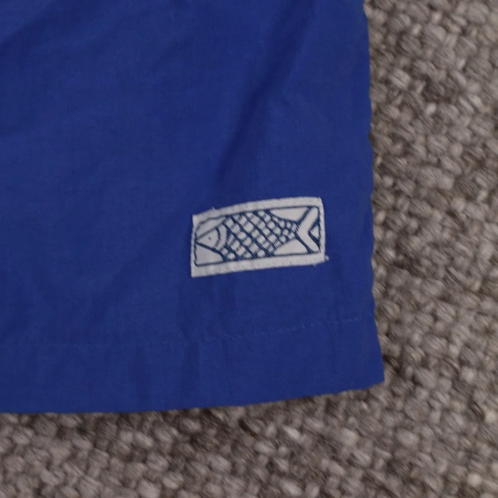 Back East Swim Trunks Mens Large Blue Excellent Fish Graphic Mesh Lined Shorts